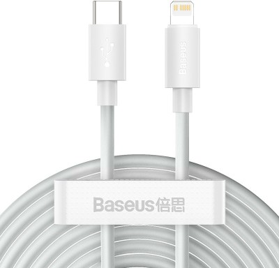 Baseus Lightning Cable 2 A 1.5 m Copper Braided 2x set USB Type-c - Lightning Cable Fast Charging Power Delivery White 20W(Compatible with Type-c Interface device, Lightning Interface Device, White, One Cable)