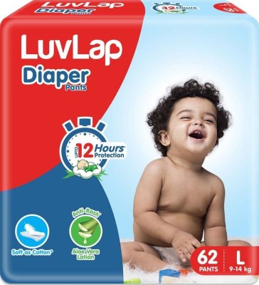 LuvLap Baby Diaper Pants Large 9-14kg, Up to 12 Hrs Protection, Pack of 124 PCS - L(124 Pieces)