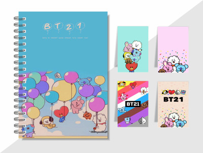 craft maniacs NEW BT21 2022 COLLECTION A5 Diary RULED 160 Pages(Multicolor, Pack of 5)