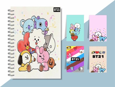 craft maniacs NEW BT21 2022 COLLECTION A5 Diary RULED 160 Pages(Multicolor, Pack of 5)