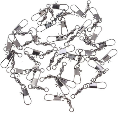 Hetkrishi Fishing Rolling Swivel with Interlock Snap Angling Mini Snap Swivel (Pack of 20) Mini Snap Swivel(Line Clip Included, Set of  20)