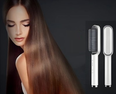 TECHMAZE Professional Hair Brush Curling Anti-perm Straight Styler Frizz-Free Silky Professional Hair Straightener Comb Ceramic Hair Curler HQT 909B 5 Heat Settings Hair Straightener Brush(Smart White)