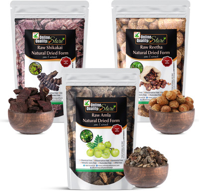 Online Quality Store Reetha Amla Shikakai (RAW Form) Combo Pack_900g(900 g)