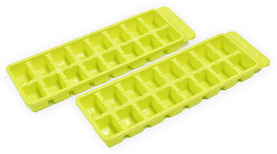 homfine Combo Set of 2 Pcs Freezer Safe BPA Free Plastic 16 Cube Tray (Assorted Colour) Blue, Green Plastic Ice Cube Tray(Pack of2)