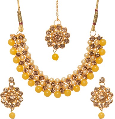 K P ENTERPRISES Stone, Alloy Gold-plated Yellow Jewellery Set(Pack of 1)