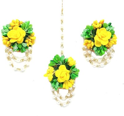 Riya Handcraftejewelry Fabric Green, Yellow Jewellery Set(Pack of 1)