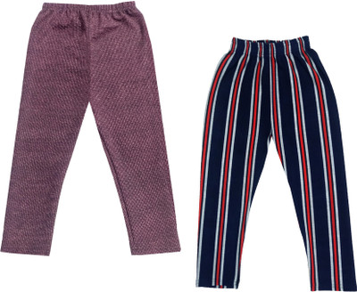 IndiWeaves Capri For Girls Casual Striped, Self Design Polyester(Multicolor Pack of 2)