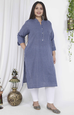 SHRITIKA Women Self Design Straight Kurta(Blue)