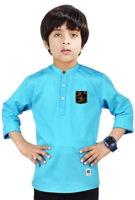 MADE IN THE SHADE Boys Solid Straight Kurta(Light Green)