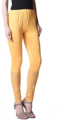 snowball Ankle Length  Ethnic Wear Legging(Yellow, Self Design)