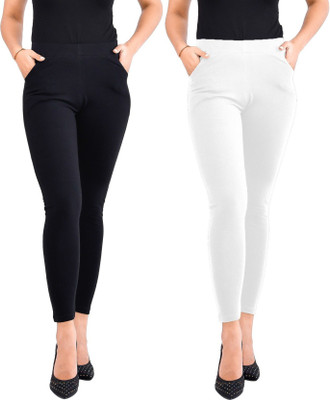 Femies Ankle Length Ethnic Wear Legging(Black, White, Solid)