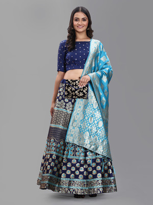 SHREE CREATION Self Design Semi Stitched Lehenga Choli(Light Blue)