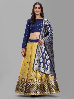 SHREE CREATION Self Design Semi Stitched Lehenga Choli(Yellow)