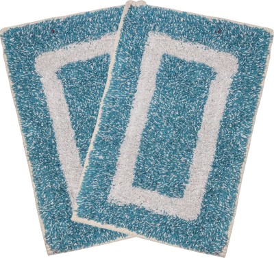 STATUS Cotton Door Mat(Blue, Medium, Pack of 2)