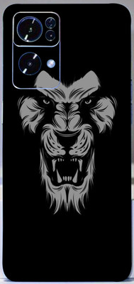 LAMHA OPPO Reno7 Pro 5G Mobile Skin(Ultra Super Black Lion With High Matte Finish.)