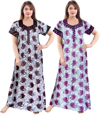 MUDRIKA Women Nighty(Purple, Grey, Brown)