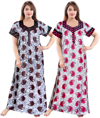 AAKARSHANA CREATION Women Nighty(Maroon, Pink)