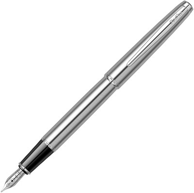 Scrikss Metropolis 78 | Stainless Steel Body | Converter Included | Medium Nib Fountain Pen(Ink Color - Chrome)