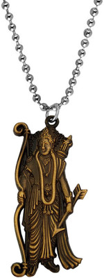 M Men Style Lord Shree Ram Idol Statue in Antique Finish Locket Murti With Chain Gold-plated Zinc, Metal