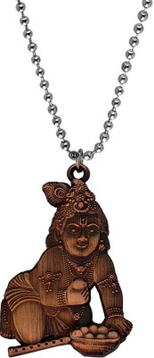 M Men Style Lord Krishna On Knees-Hindu God and Goddess Locket With Chain Copper Zinc, Metal