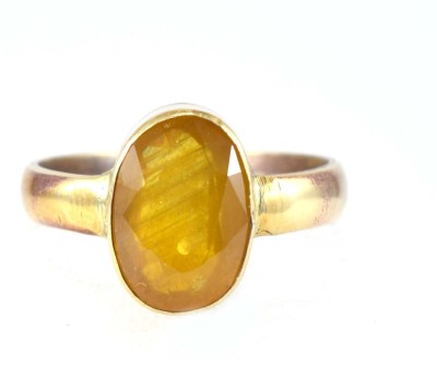 Senroar Yellow Sapphire Ring Precious Pukhraj stone (5 - 7 ct) Copper Sapphire Gold Plated Ring