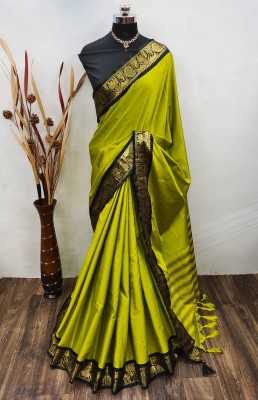 Anp Store Woven Banarasi Jacquard, Cotton Silk Saree(Light Green)