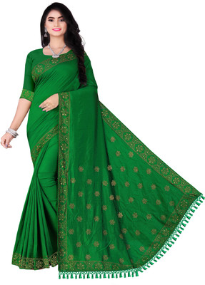 Nevya Self Design Chanderi Georgette Saree(Green)