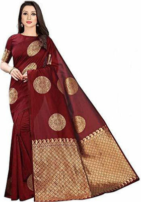Ashopalav Sarees Embellished Banarasi Art Silk Saree(Maroon)