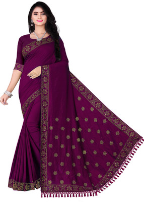 Nevya Self Design Chanderi Georgette Saree(Purple)