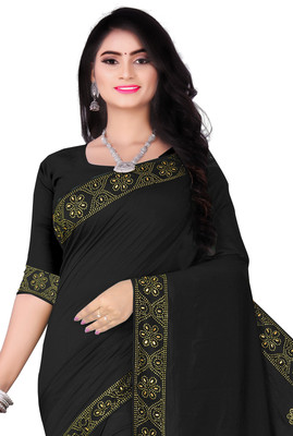 Madhavsaree Embellished Chanderi Georgette Saree(Black)