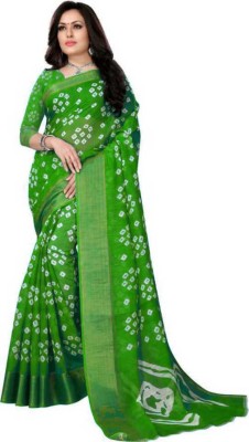 RUNAYA NX Printed Bollywood Cotton Silk Saree(Green)