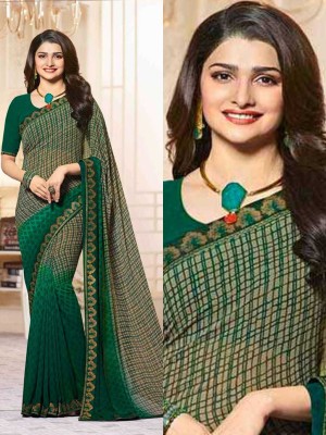 Dhandai Fashion Printed Bollywood Georgette Saree(Dark Green)