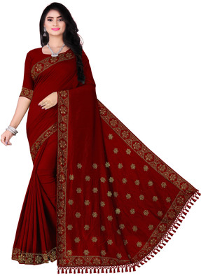 Madhavsaree Self Design Chanderi Chanderi Saree(Maroon)