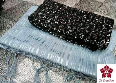 JB CREATION Striped Daily Wear Chiffon Saree(Grey)