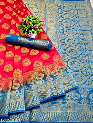Taksh Creation Self Design Kanjivaram Art Silk Saree(Multicolor)