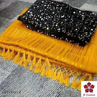 JB CREATION Striped Daily Wear Chiffon Saree(Yellow)
