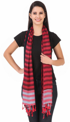 FWC FILL WITH COLOURS Striped Viscose, Cotton Viscose Blend Women Fancy Scarf