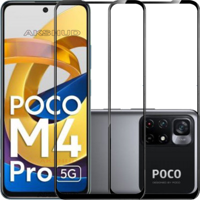 AKSHUD Edge To Edge Tempered Glass for POCO M4 Pro(Pack of 2)