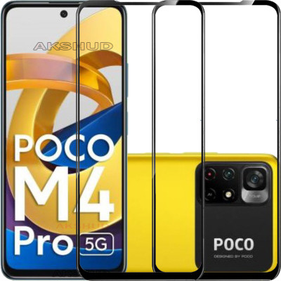 AKSHUD Edge To Edge Tempered Glass for POCO M4 Pro(Pack of 2)
