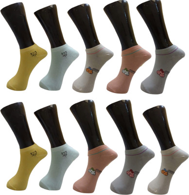 Tixy Women Self Design Ankle Length(Pack of 10)