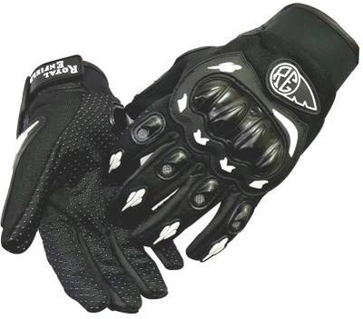 QWICK CLICK Royal Enfield Embossed Bike Riding Gloves Riding Gloves(Black)