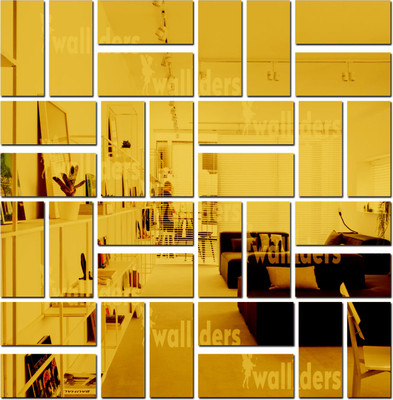 wall1ders 60 cm 30 Rectangle Golden Self Adhesive Sticker(Pack of 30)