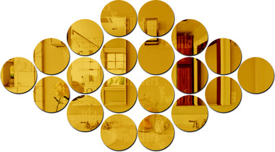 wall1ders 40 cm 10 cm Circle 20 Golden Self Adhesive Sticker(Pack of 20)