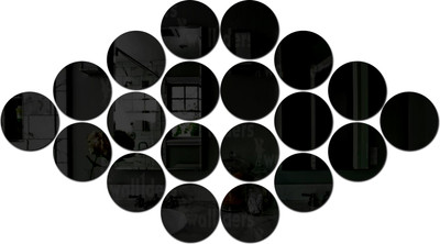 wall1ders 40 cm 10 cm Circle 20 Black Self Adhesive Sticker(Pack of 20)