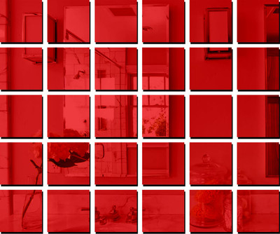 wall1ders 50 cm 10 cm Square 30 Red Self Adhesive Sticker(Pack of 30)
