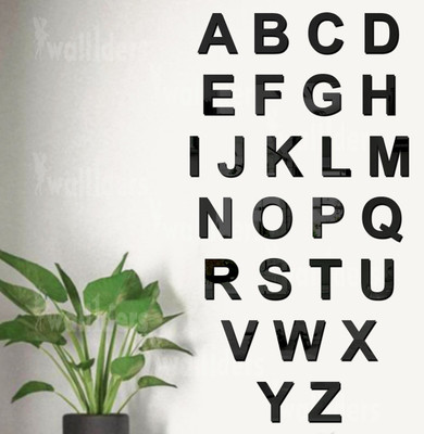 wall1ders 45 cm A to Z Alphabet Black Self Adhesive Sticker(Pack of 26)