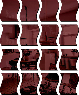 wall1ders 68 cm 16 Wave Brown Self Adhesive Sticker(Pack of 16)