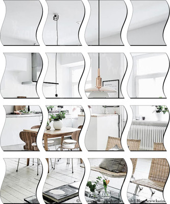 wall1ders 19 cm 16 Wave Silver Self Adhesive Sticker(Pack of 16)
