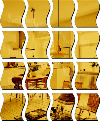 wall1ders 68 cm 16 Wave Golden Self Adhesive Sticker(Pack of 16)