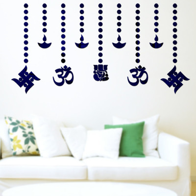 wall1ders 3 cm Ganesha combo 100 Dots Blue Self Adhesive Sticker(Pack of 110)